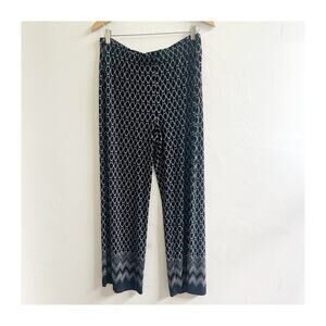 Chicos Travelers Wide Leg Pants Size 2/ Large Slinky Liquid Knit Pull On Black